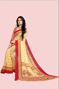 Stylish Yellow Georgette Checked Saree with Blouse piece For Women-thumb4