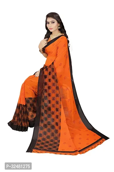 Elegant Orange Georgette Saree with Blouse piece For Women-thumb3