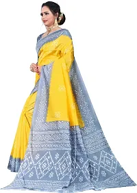 Beautiful Yellow Art Silk Digital Print Saree With Blouse Piece For Women-thumb2