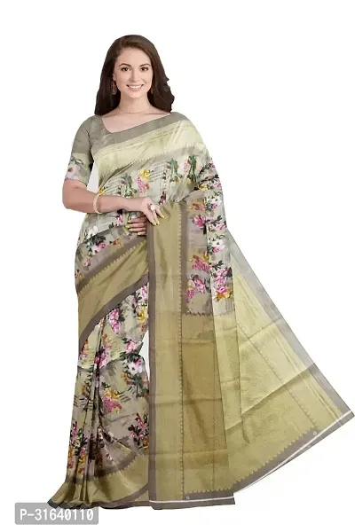 Elegant Grey Art Silk Saree without Blouse piece For Women