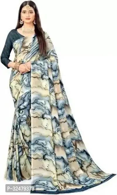 Beautiful Multicoloured Georgette Printed Saree With Blouse Piece For Women-thumb0