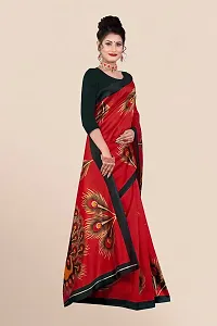 Stylish Red Art Silk Printed Saree with Blouse piece For Women-thumb4