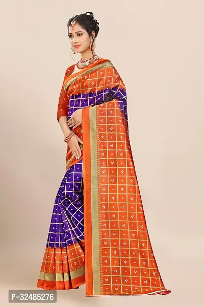 Elegant Art Silk Checked Saree with Blouse piece For Women-thumb4