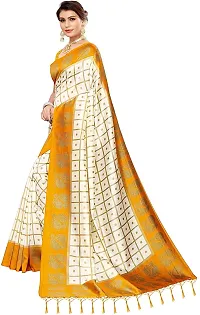 Elegant Beige Silk Blend Saree with Blouse piece For Women-thumb2