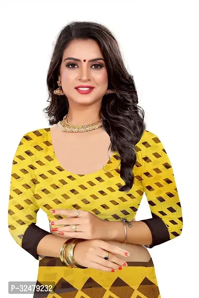 Beautiful Yellow Georgette Printed Saree With Blouse Piece For Women-thumb4