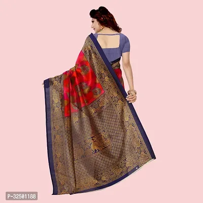 Stylish Red Art Silk Woven Design Saree with Blouse piece For Women-thumb3