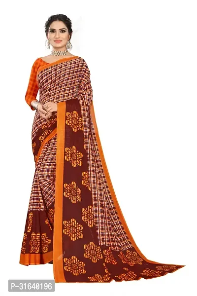 Elegant Brown Georgette Saree without Blouse piece For Women