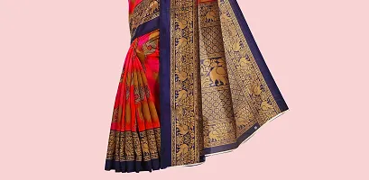 Stylish Red Art Silk Woven Design Saree with Blouse piece For Women-thumb4