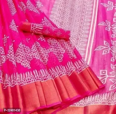 Elegant Pink Cotton Silk Saree with Blouse piece For Women