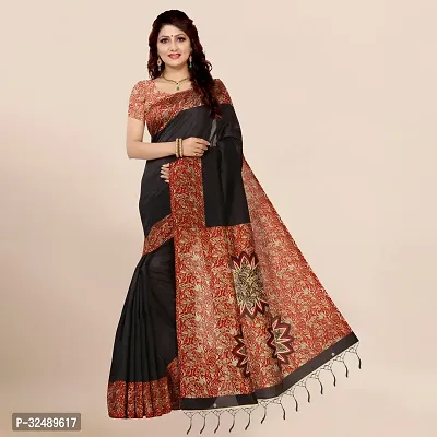 Beautiful Art Silk Brown Printed  Saree with Blouse piece For Women-thumb0