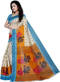 Elegant Cotton Blend Printed Saree with Blouse piece For Women-thumb1