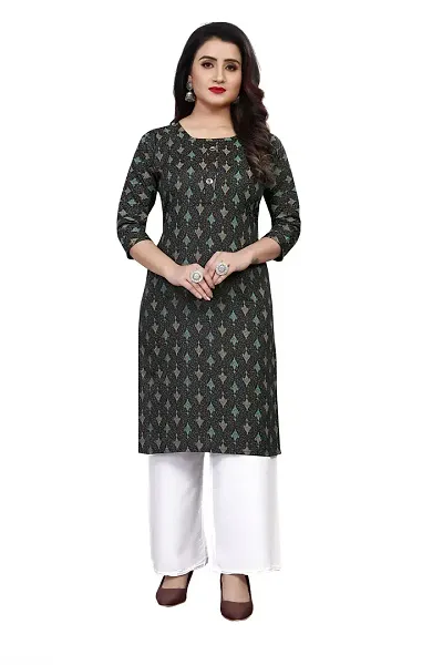 Stylish Crepe Printed Straight Kurtis