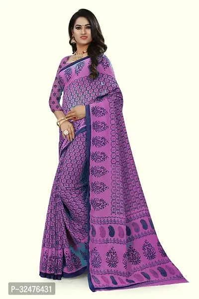 Elegant Purple Georgette Printed Saree With Blouse Piece For Women-thumb0