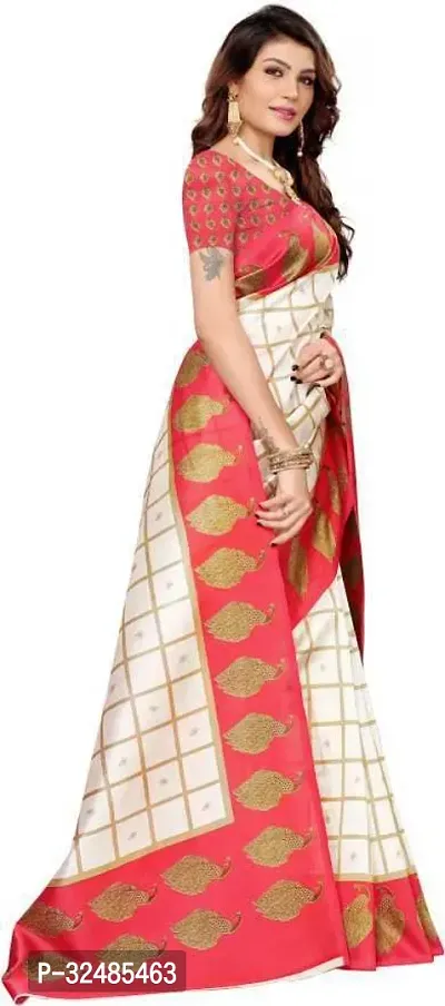 Elegant Art Silk Printed Saree with Blouse piece For Women-thumb0