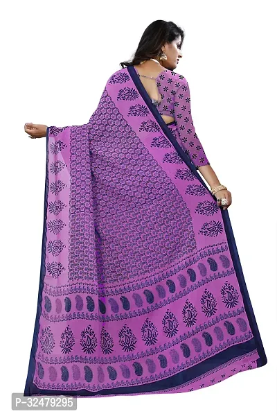 Beautiful Purple Georgette Printed Saree With Blouse Piece For Women-thumb2