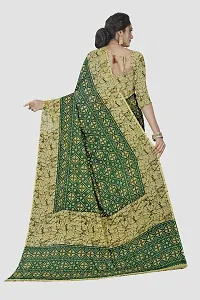 Beautiful Green Georgette Printed Saree With Blouse Piece For Women-thumb1