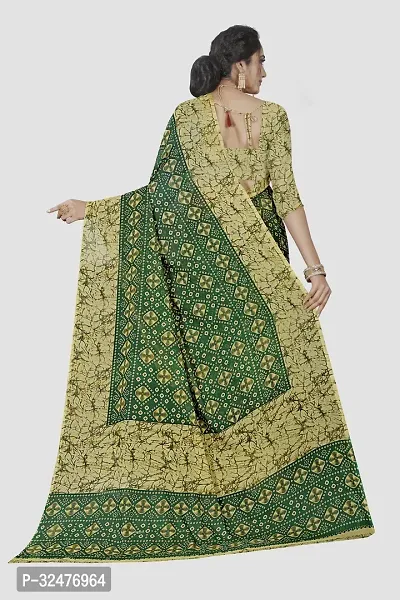 Beautiful Green Georgette Printed Saree With Blouse Piece For Women-thumb2