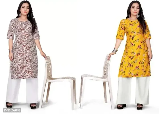 Stylish Crepe Stitched Kurta For Women Pack Of 2-thumb0