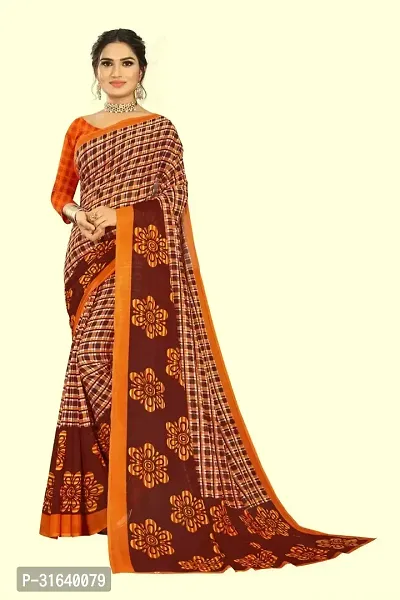 Elegant Brown Art Silk Saree without Blouse piece For Women-thumb0