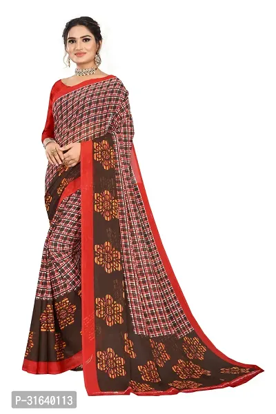 Elegant Coffee Georgette Saree without Blouse piece For Women