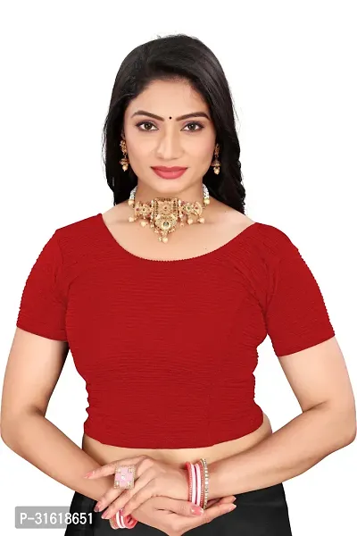 Reliable Red Lycra Blend Stitched Blouses For Women-thumb0