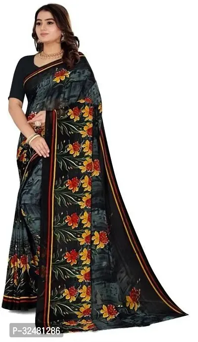 Elegant Multicoloured Georgette Saree with Blouse piece For Women-thumb2