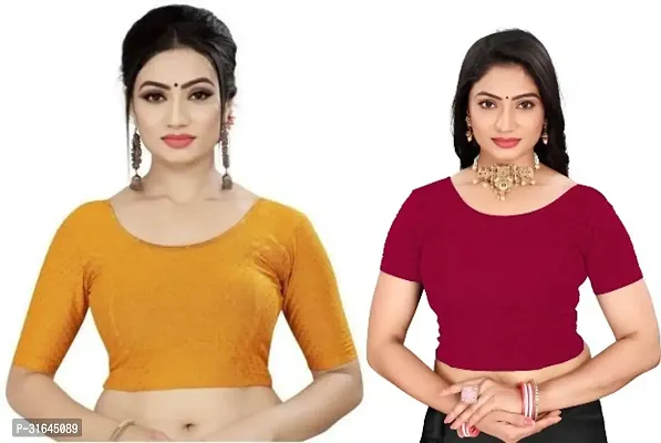 Reliable Multicoloured Lycra Blend Stitched Blouses For Women Pack Of 2