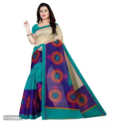 Elegant Blue Art Silk Saree without Blouse piece For Women