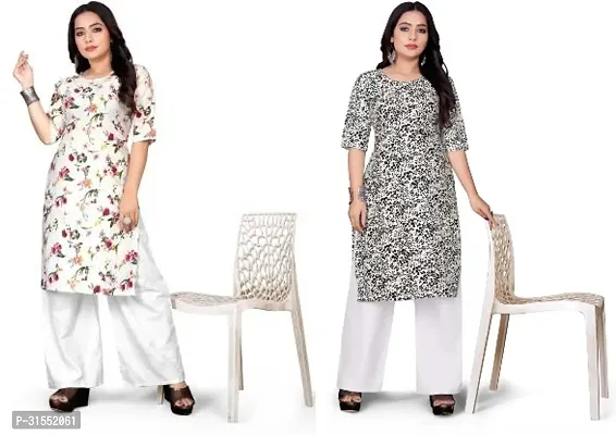 Stylish Crepe Stitched Kurta For Women Pack Of 2