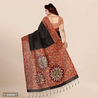 Beautiful Art Silk Brown Printed  Saree with Blouse piece For Women-thumb3