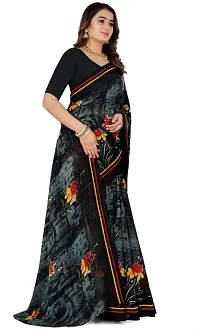 Beautiful Georgette Black Printed  Saree without Blouse piece For Women-thumb2