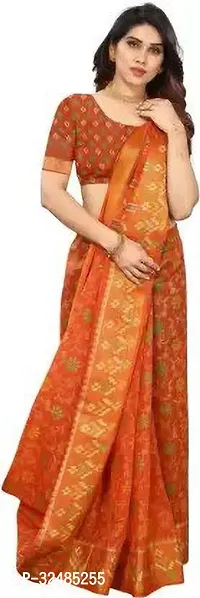 Elegant Cotton Silk Printed Saree with Blouse piece For Women-thumb4