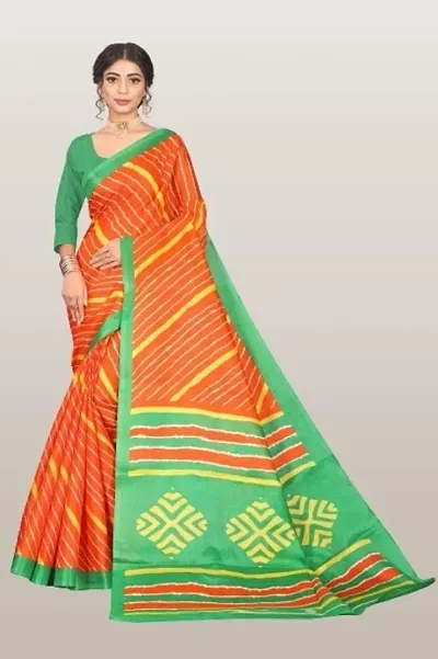 Glamorous Cotton Blend Saree with Blouse piece 