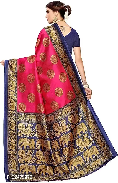 Beautiful Pink Art Silk Printed Saree With Blouse Piece For Women-thumb2