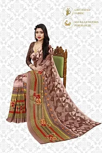 Beautiful Georgette Brown Printed  Saree with Blouse piece For Women-thumb3