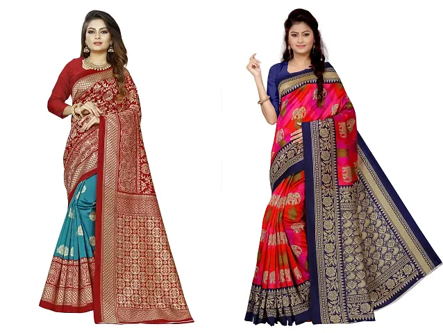 Stylish Polycotton Saree without Blouse piece For Women Pack Of 2