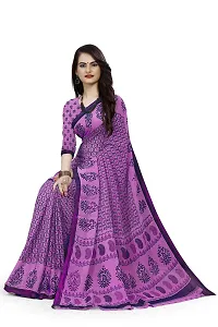 Beautiful Purple Georgette Printed Saree With Blouse Piece For Women-thumb2