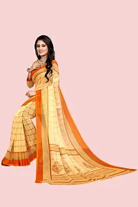 Stylish Yellow Georgette Checked Saree with Blouse piece For Women-thumb4