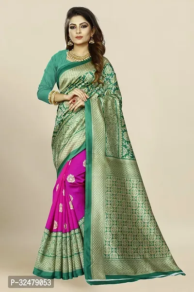 Beautiful Light Green Art Silk Printed Saree With Blouse Piece For Women