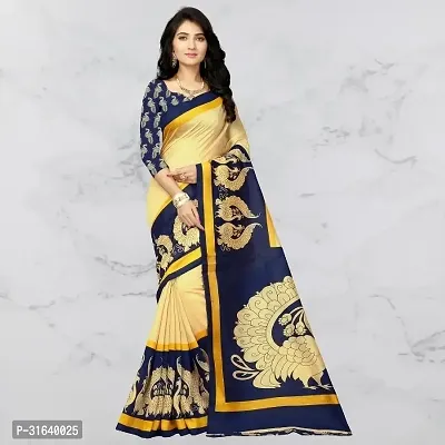 Elegant Cream Cotton Blend Saree without Blouse piece For Women