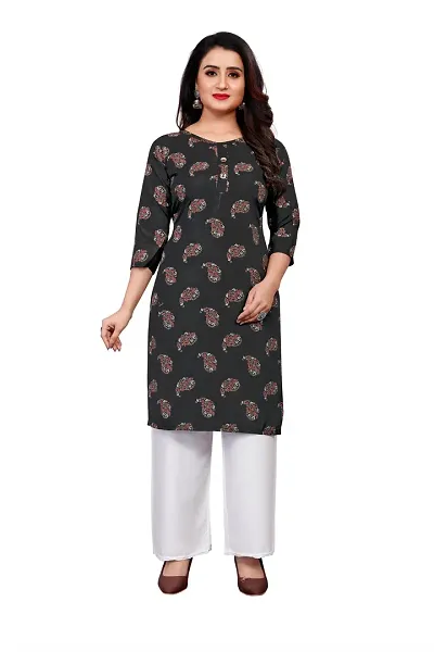 Stylish Crepe Printed Straight Kurtis