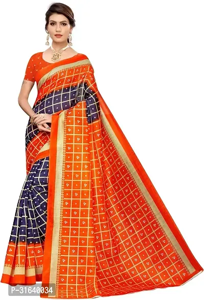 Elegant Orange Art Silk Saree without Blouse piece For Women-thumb0