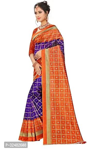 Stylish Multicoloured Art Silk Printed Saree with Blouse piece For Women-thumb2