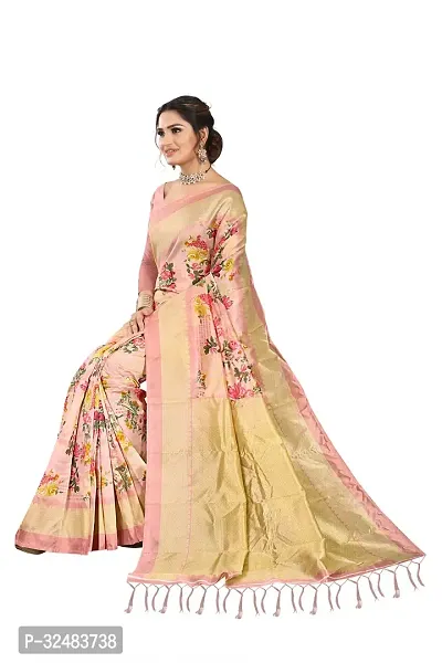 Stylish Pink Art Silk Printed Saree with Blouse piece For Women-thumb5