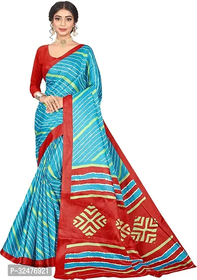 Beautiful Multicoloured Art Silk Striped Saree With Blouse Piece For Women-thumb0