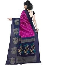 Elegant Cotton Blend Checked Saree with Blouse piece For Women-thumb2