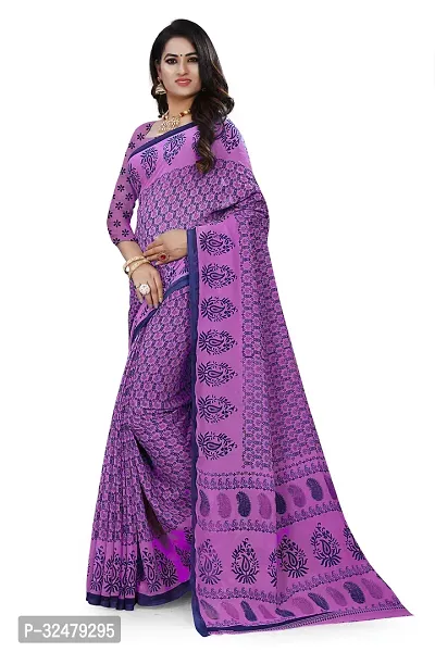 Beautiful Purple Georgette Printed Saree With Blouse Piece For Women-thumb5