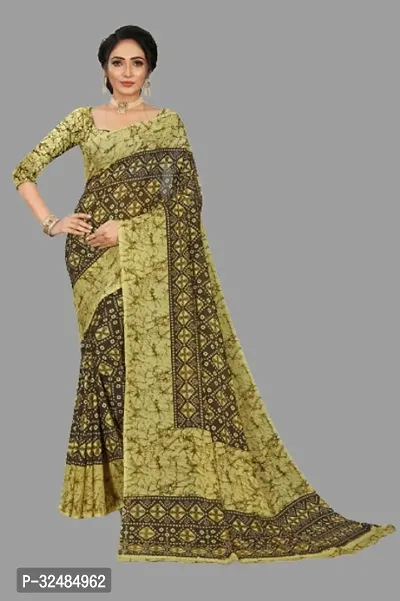 Elegant Georgette Printed Saree with Blouse piece For Women-thumb0