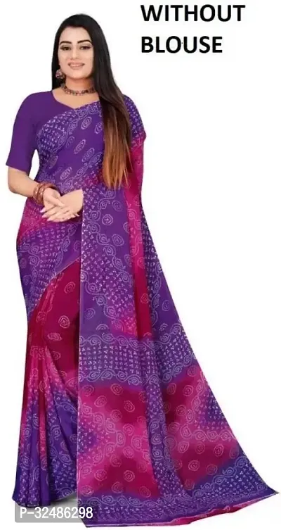 Beautiful Georgette Printed Saree Without Blouse Piece For Women-thumb0