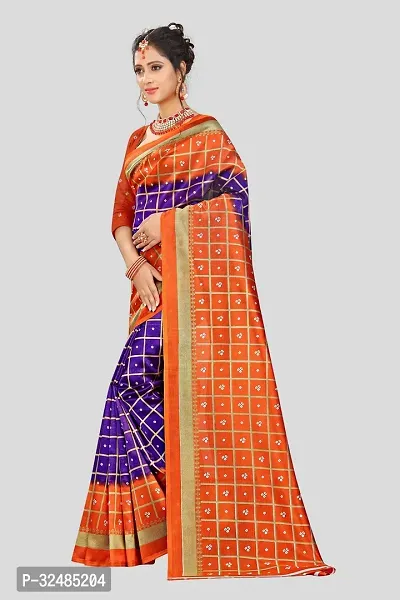 Elegant Art Silk Checked Saree with Blouse piece For Women-thumb4